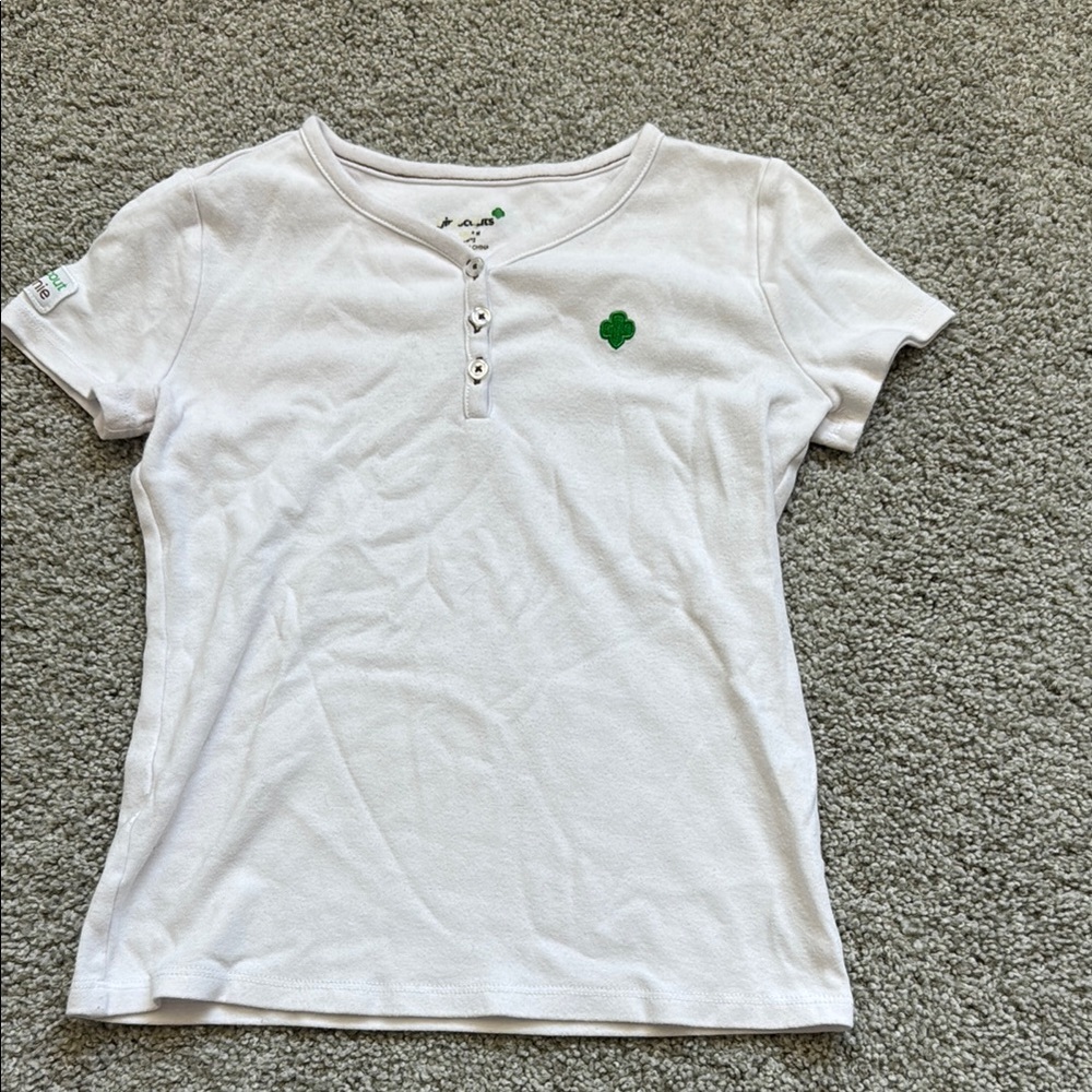Girl Scout Brownie Shirt with Green Clover